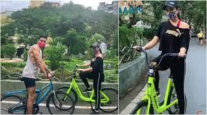 mumbai, Sara Ali Khan, enjoys cycling, with brother,lockdown