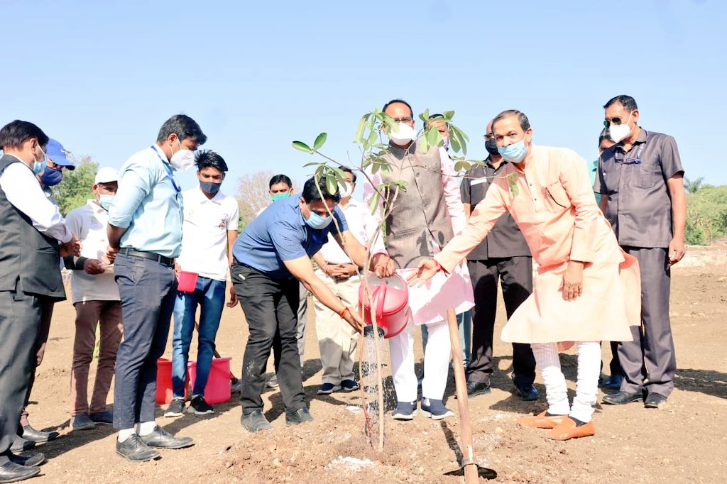 bhopal, Chief Minister ,planted sapthparni sapling, smart garden