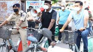 bhopal, Medical Education ,Minister Sarang ,came out ,bicycle, gave message, awareness