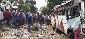 narsihpur, Overloaded passenger, bus overturns, one woman died