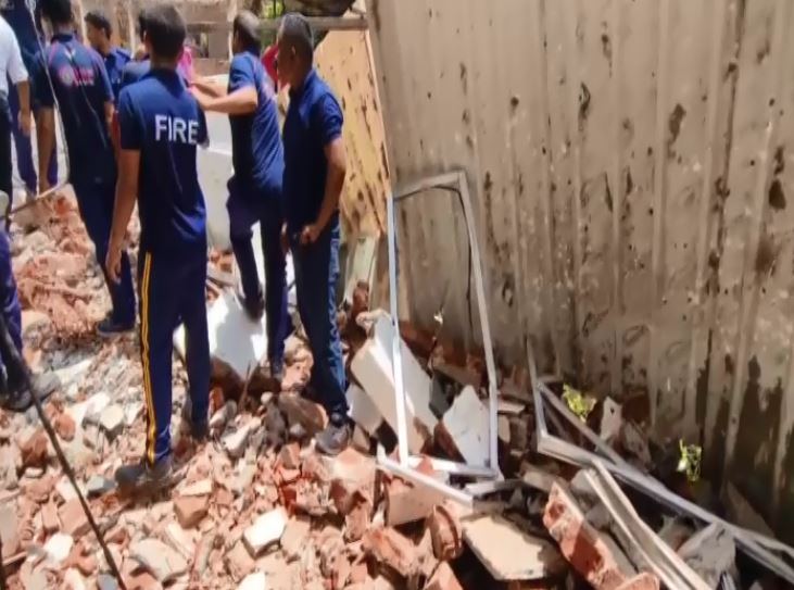 School wall collapses 