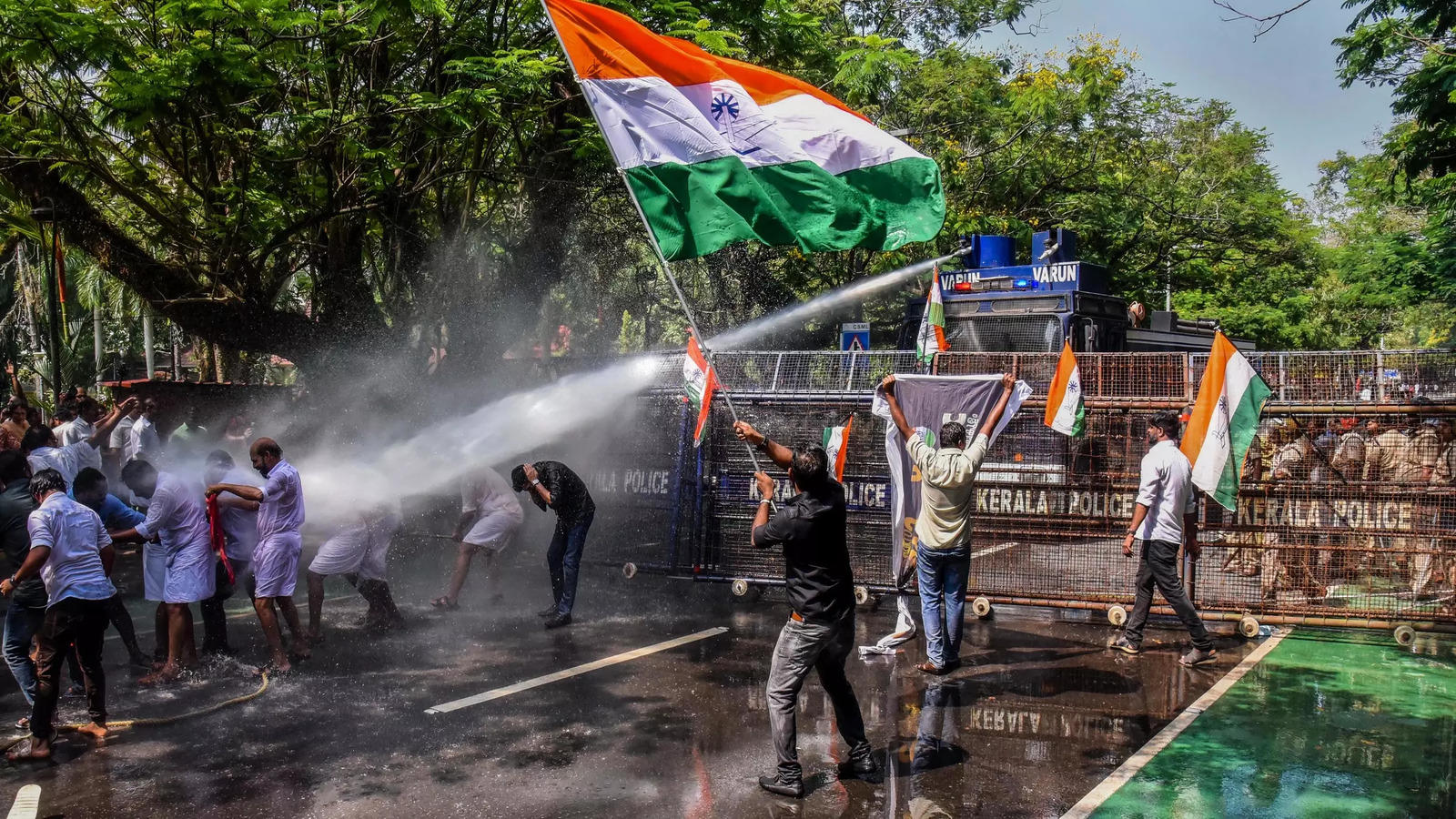 Police fired water cannon on Congressmen