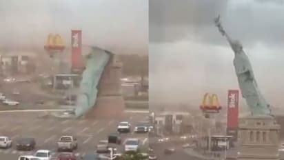 severe,  storm ,  Guaíba, Brazil, toppled ,  Statue of Liberty