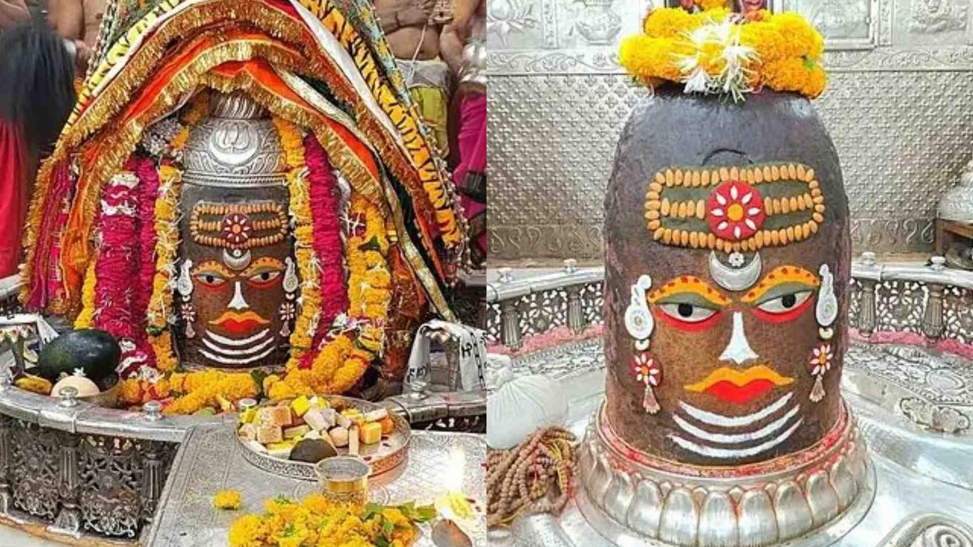 Ujjan.Baba Mahakal applied Tripund,sandalwood ,crowd gathered, court , Magh Shukla Dwadashi.