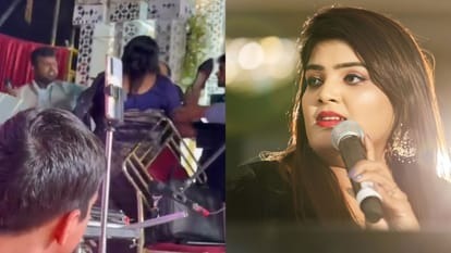 Bhojpuri singer Nisha Upadhyay angrily attacked,anchor on stage with a slipper.