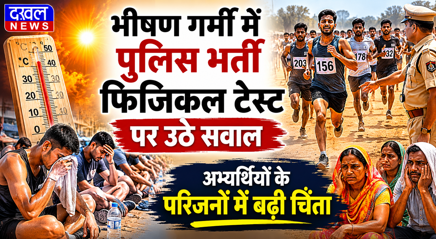  police recruitment , physical test, heat, families , candidates.