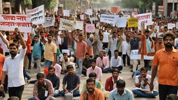 Youth protest , government jobs ,exams, employment syste